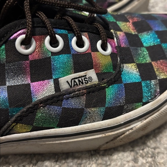 Vans Authentic Iridescent Checkerboard Lace Up canvas Skate Shoe Sneakers 7.5 W - Picture 6 of 8